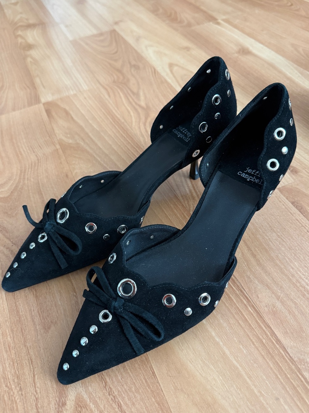 Jeffrey Campbell Black Pumps with Silver Eyelet Details size 8